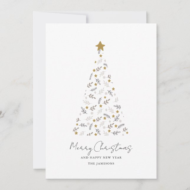 Tarjeta de vacaciones de árbol de Navidad alegre (Anverso)