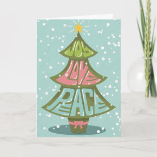 Tarjeta de vacaciones de árbol de Navidad alegría
