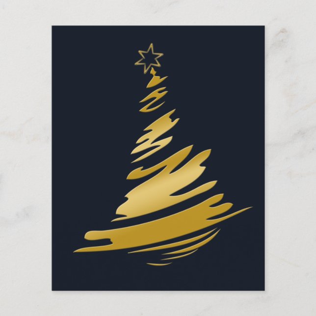 Tarjeta de vacaciones de árbol de Navidad azul dor (Anverso)