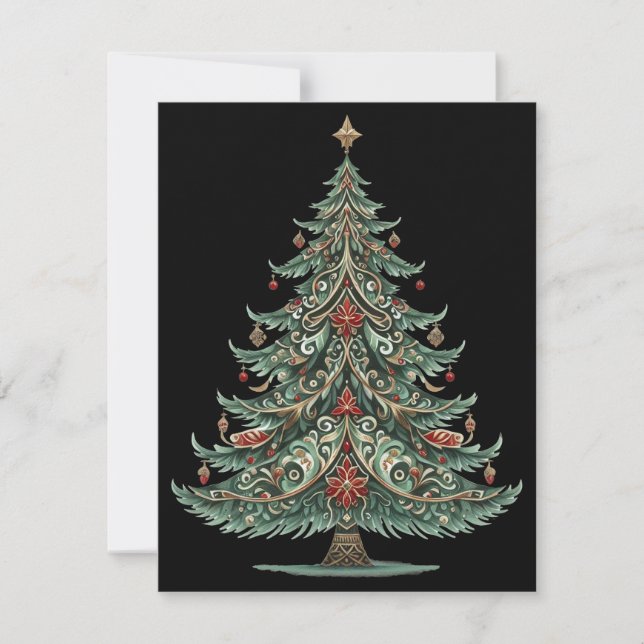 Tarjeta de vacaciones de árbol de Navidad capricho (Anverso)