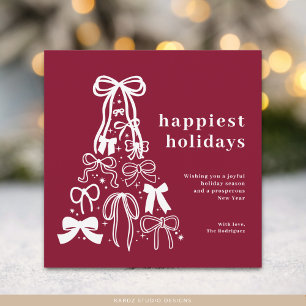 Tarjeta de vacaciones de árbol de Navidad con lazo