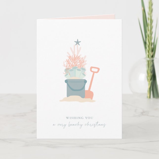 Tarjeta de vacaciones de árbol de Navidad costero  (Anverso)