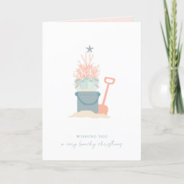 Tarjeta de vacaciones de árbol de Navidad costero 