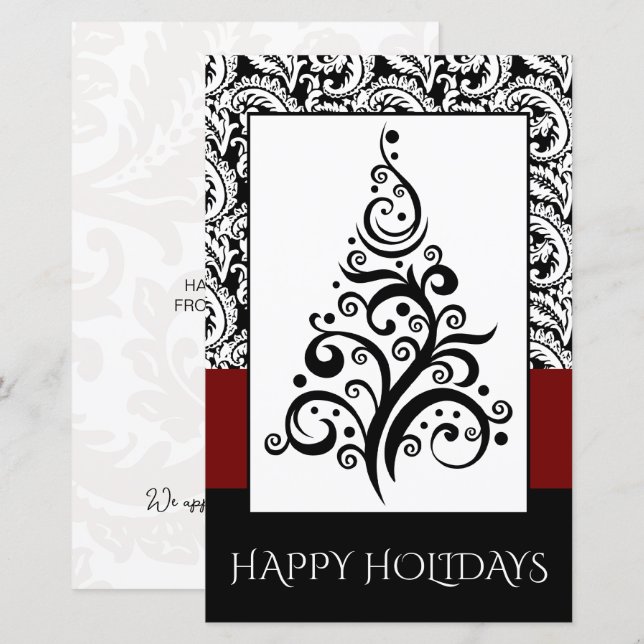 Tarjeta de vacaciones de árbol de navidad de Damas (Anverso / Reverso)