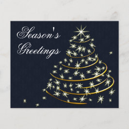 Tarjeta de vacaciones de árbol de navidad de oro d