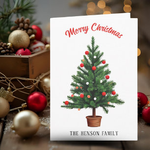 Tarjeta de vacaciones de árbol de Navidad decorado