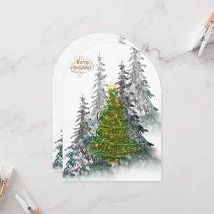 Tarjeta de vacaciones de árbol de Navidad del bosq