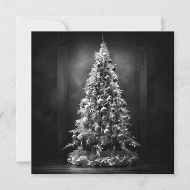 Tarjeta de vacaciones de árbol de Navidad en blanc (Anverso)