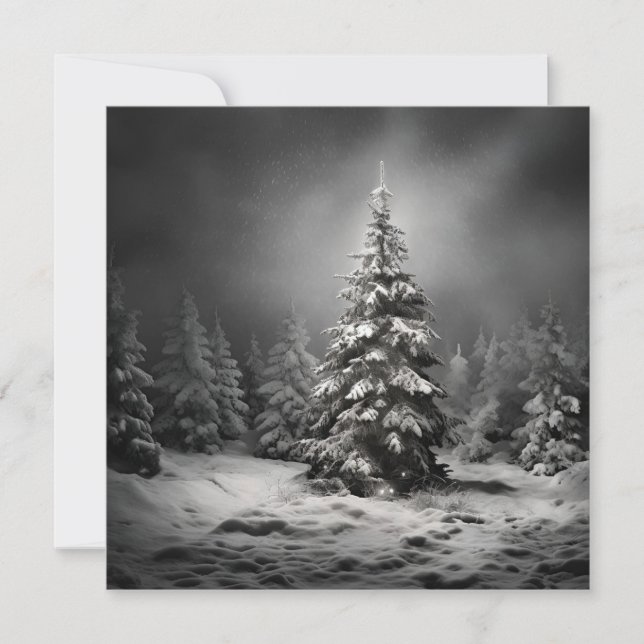 Tarjeta de vacaciones de árbol de Navidad en blanc (Anverso)