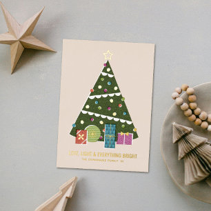 Tarjeta de vacaciones de árbol de Navidad retro vi