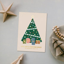Tarjeta de vacaciones de árbol de Navidad retro vi