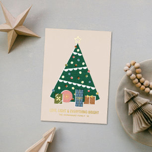Tarjeta de vacaciones de árbol de Navidad retro vi