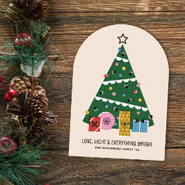 Tarjeta de vacaciones de árbol de Navidad retro vi
