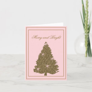 Tarjeta de vacaciones de árbol de Navidad rosa y P