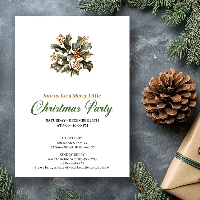 Tarjeta de vacaciones de árbol de Navidad simple v (Simple Green And Gold Christmas Tree Holiday Card)