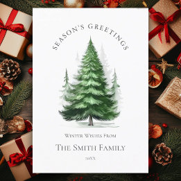 Tarjeta de vacaciones de árbol de Navidad verde