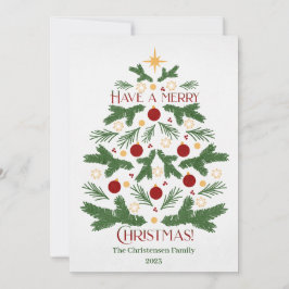 Tarjeta de vacaciones de árbol de Navidad verde mo