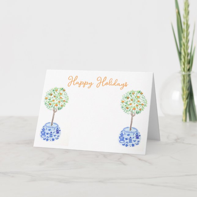 Tarjeta de vacaciones de árbol naranja (Anverso)