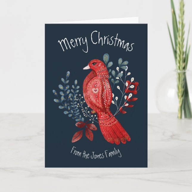 Tarjeta de vacaciones de arte popular de Navidad F (Anverso)