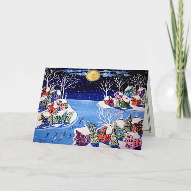 Tarjeta de vacaciones de arte popular para Navidad (Anverso)