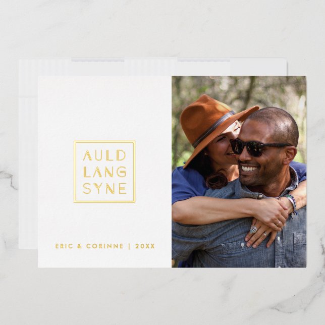 Tarjeta de vacaciones de Auld Lang Syne con marco  (Sobre)