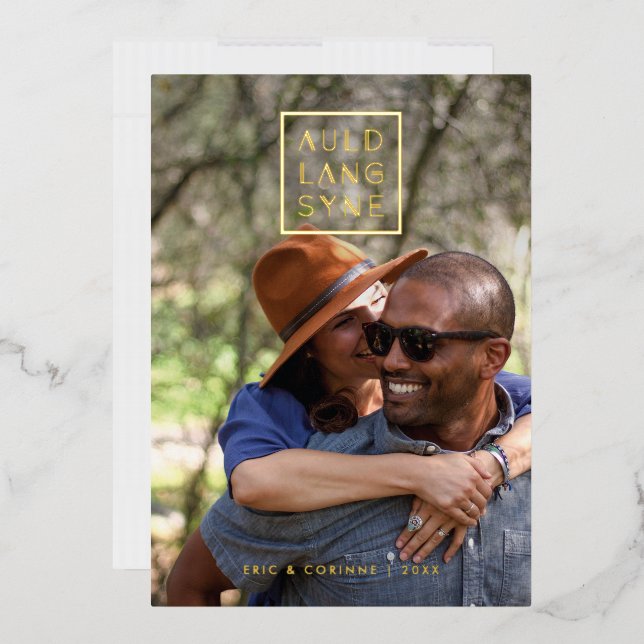 Tarjeta de vacaciones de Auld Lang Syne con marco  (Sobre)