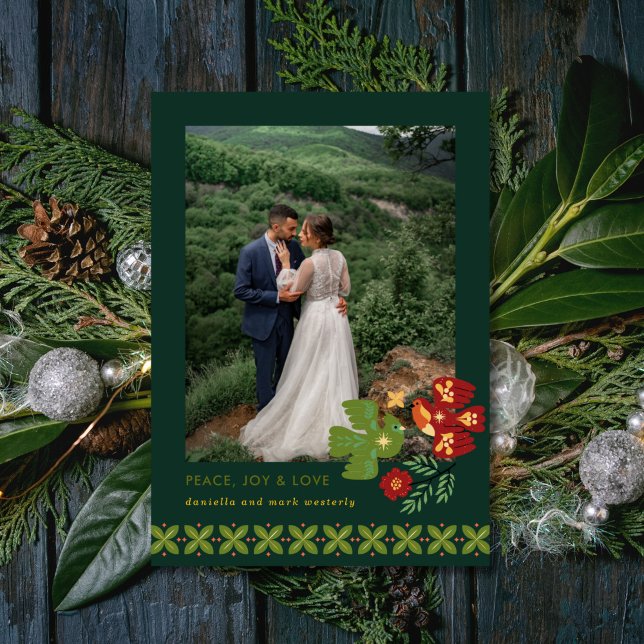 Tarjeta de vacaciones de aves de arte popular (Subido por el creador)