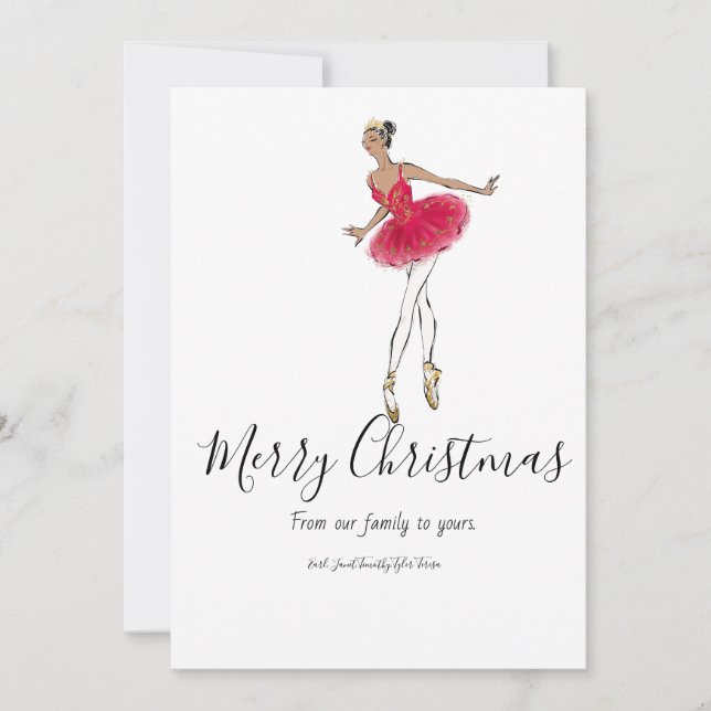Tarjeta de vacaciones de bailarín de ballet Cascan (Anverso)