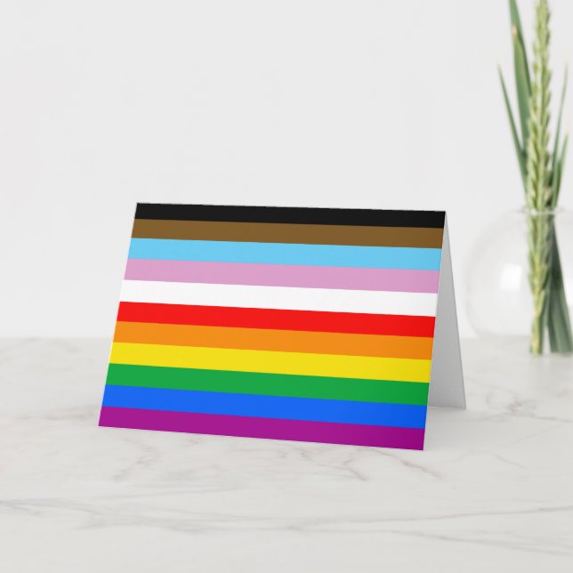 Tarjeta de vacaciones de Bandera de Progreso LGBTQ (Anverso)