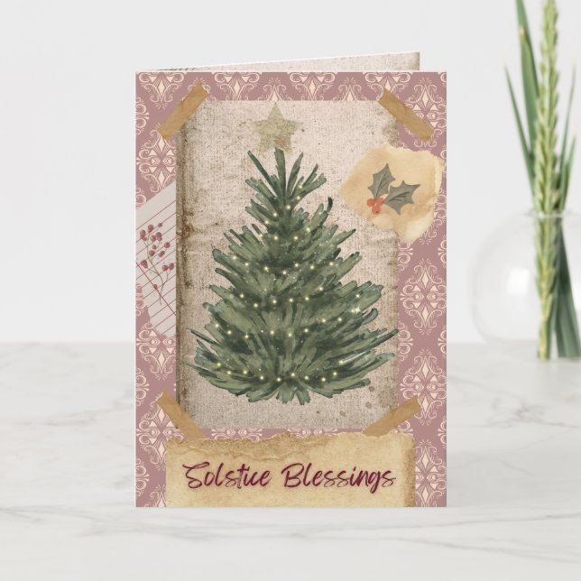 Tarjeta de vacaciones de bendición de solsticio (Anverso)