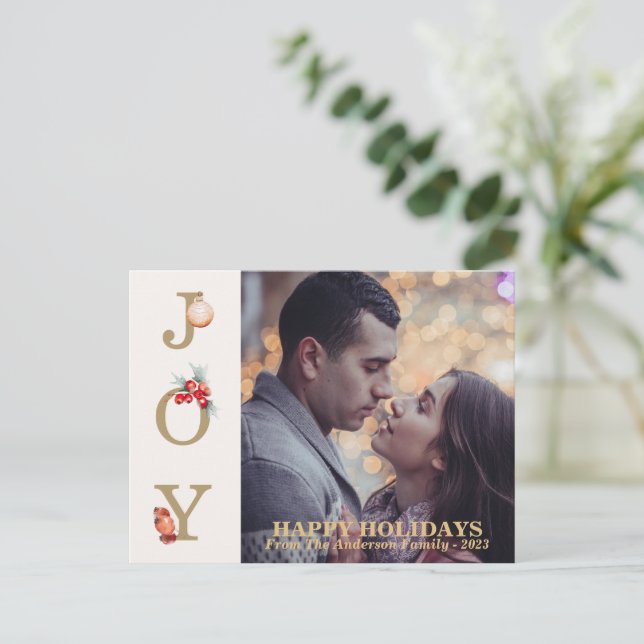 Tarjeta de vacaciones de bendiciones de alegría de (Anverso de pie)