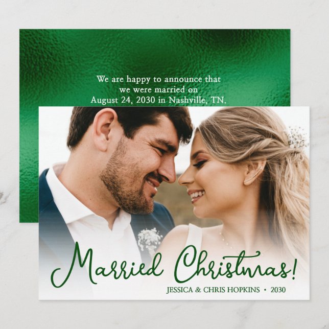 Tarjeta de vacaciones de Boda de Navidades casados (Anverso / Reverso)