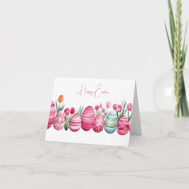Tarjeta de vacaciones de bonito Watercolor Easter  (Anverso)
