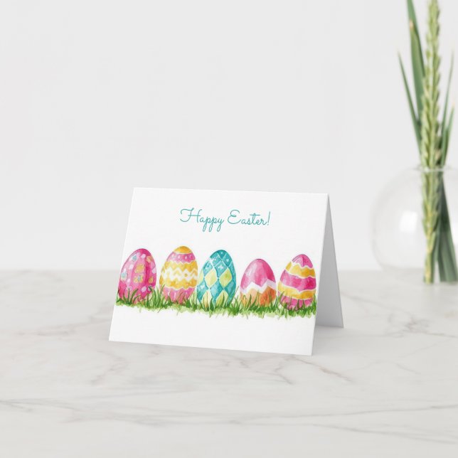 Tarjeta de vacaciones de bonito Watercolor Easter  (Anverso)