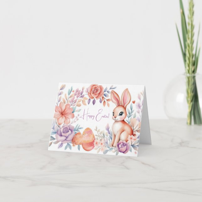 Tarjeta de vacaciones de bonito Watercolor Easter  (Anverso)