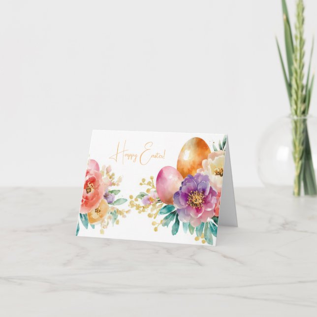 Tarjeta de vacaciones de bonito Watercolor Easter  (Anverso)