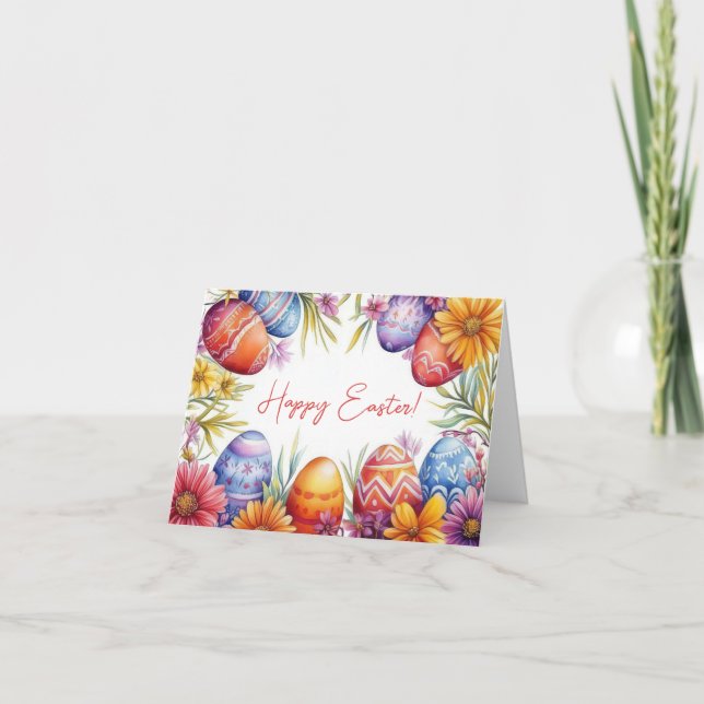 Tarjeta de vacaciones de bonito Watercolor Easter  (Anverso)