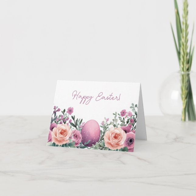Tarjeta de vacaciones de bonito Watercolor Easter  (Anverso)