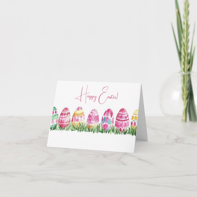 Tarjeta de vacaciones de bonito Watercolor Easter  (Anverso)