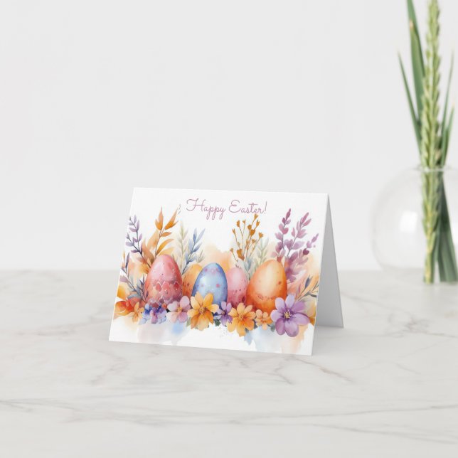 Tarjeta de vacaciones de bonito Watercolor Easter  (Anverso)