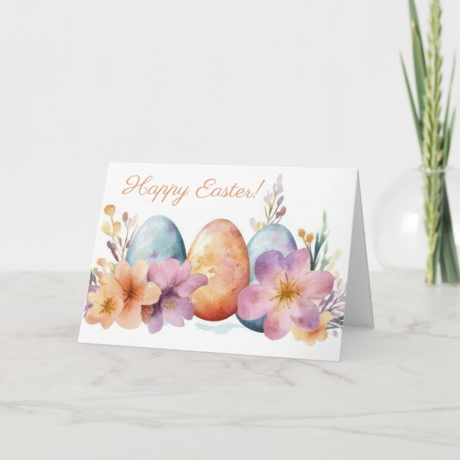 Tarjeta de vacaciones de bonito Watercolor Easter  (Anverso)