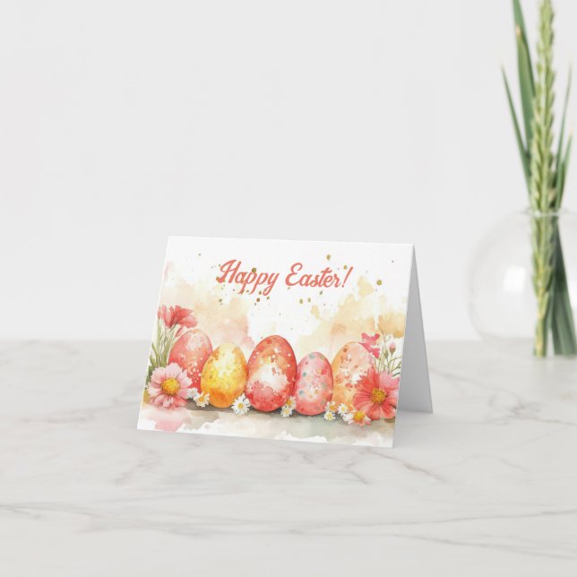 Tarjeta de vacaciones de bonito Watercolor Easter  (Anverso)