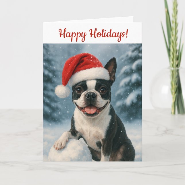 Tarjeta de vacaciones de Boston Terrier (Anverso)