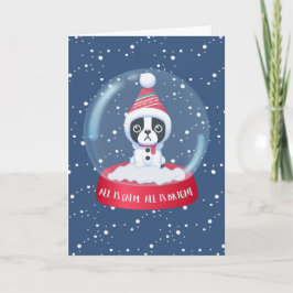 Tarjeta de vacaciones de Boston Terrier Snow