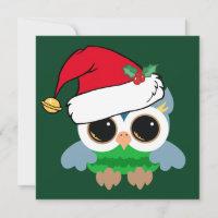 Tarjeta de vacaciones de búho de Navidades curados
