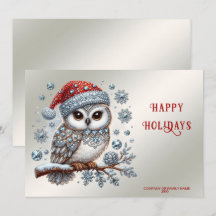 Tarjeta de vacaciones de búho navidad