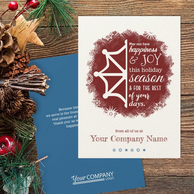 Tarjeta de vacaciones de Burgundy & Blue Snowflake (red and blue company holiday greeting cards)