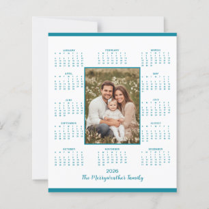 Tarjeta de vacaciones de calendario de fotos azul