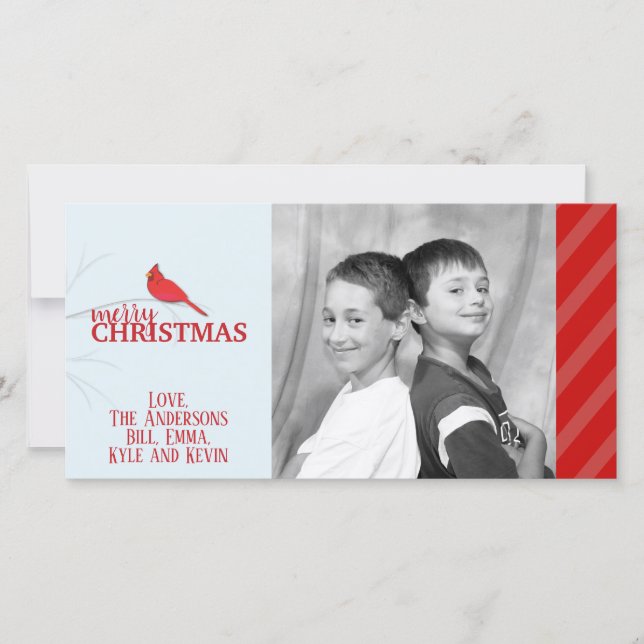 Tarjeta de vacaciones de cardenales rojos (Anverso)