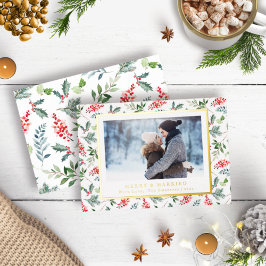 Tarjeta de vacaciones de casados y alegres foil